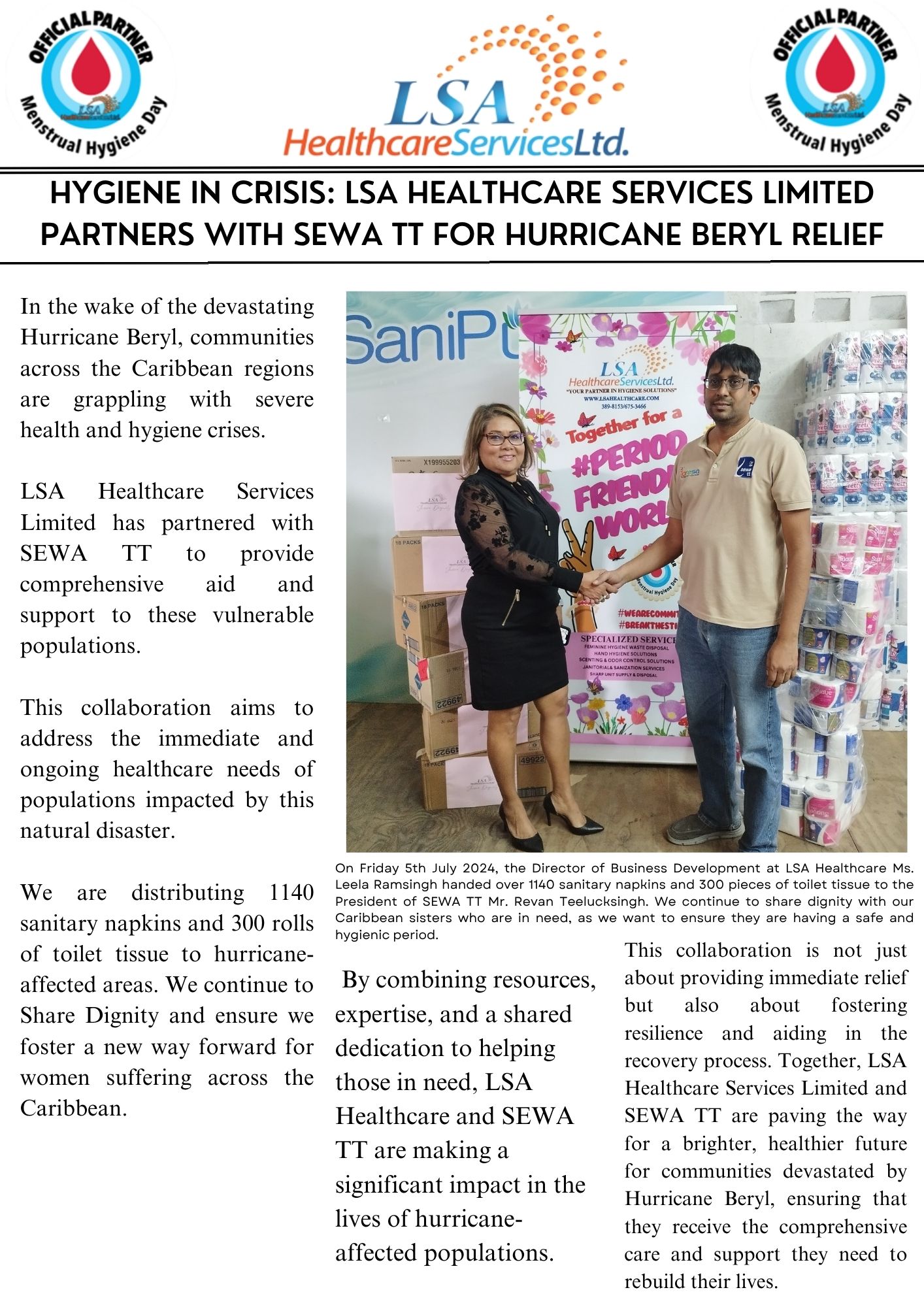 Emergency Relief & Hygiene Supplies for Hurricane Beryl