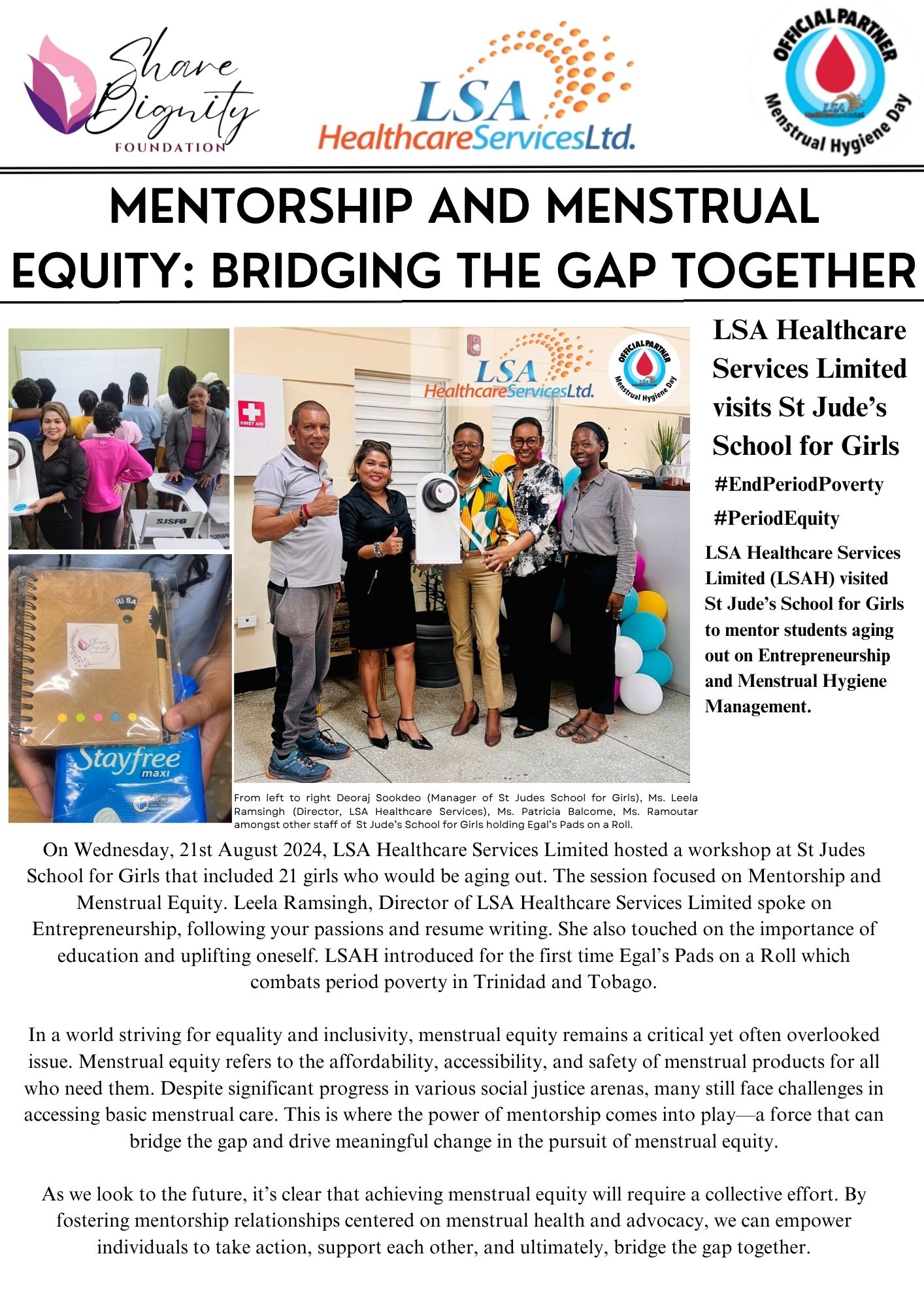 St. Jude's Home for Girls Care & Dignity Pack Delivery